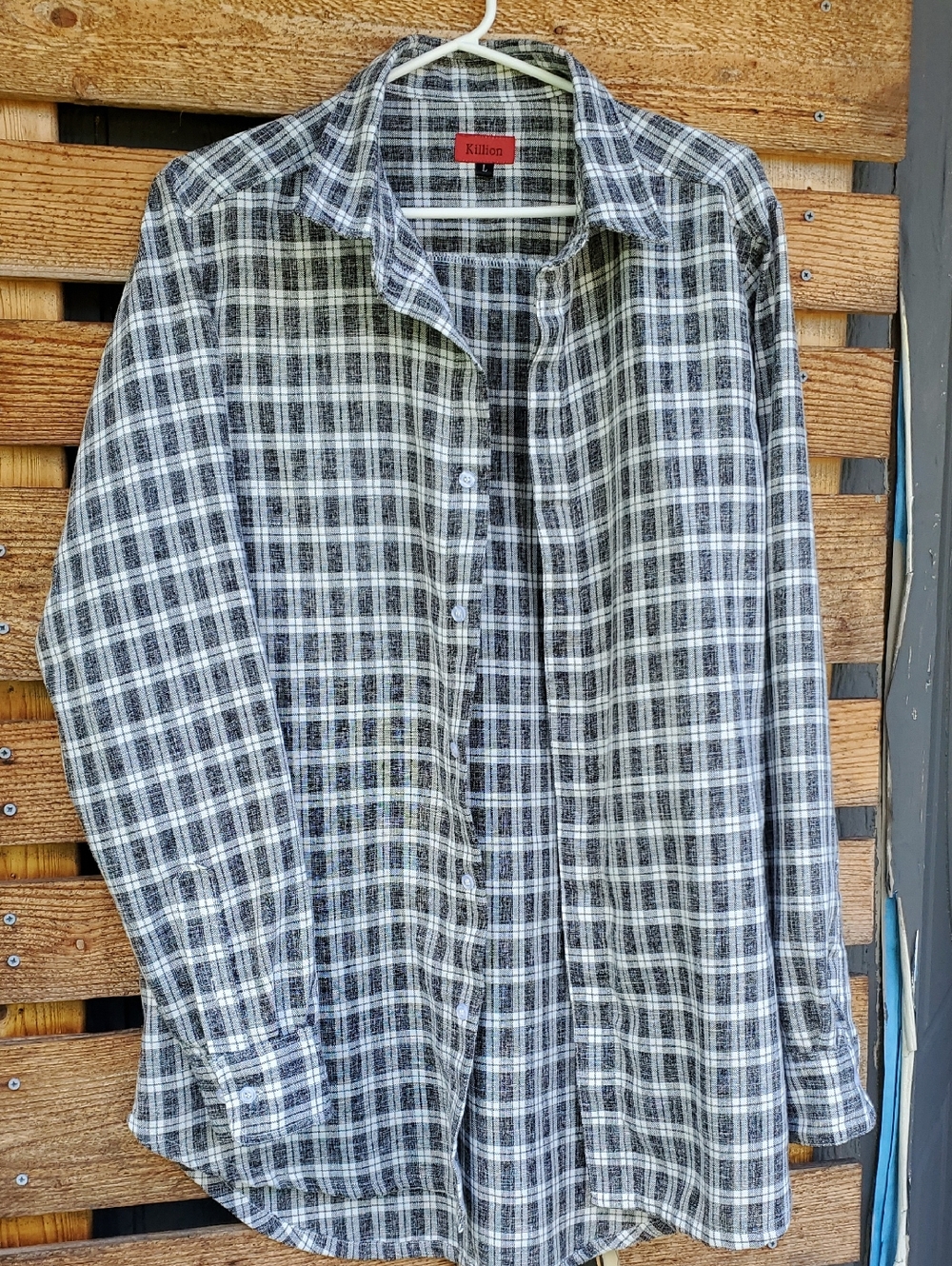 Killion Black & White Plaid Casual Button-Down Shirt